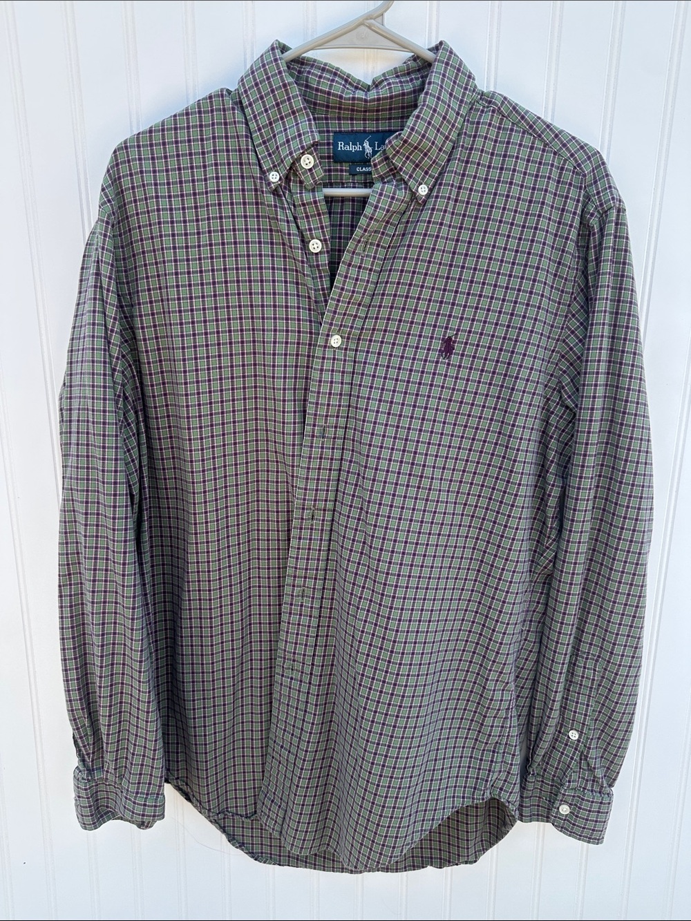 100% Cotton Ralph Lauren Plaid Button-Down Shirt